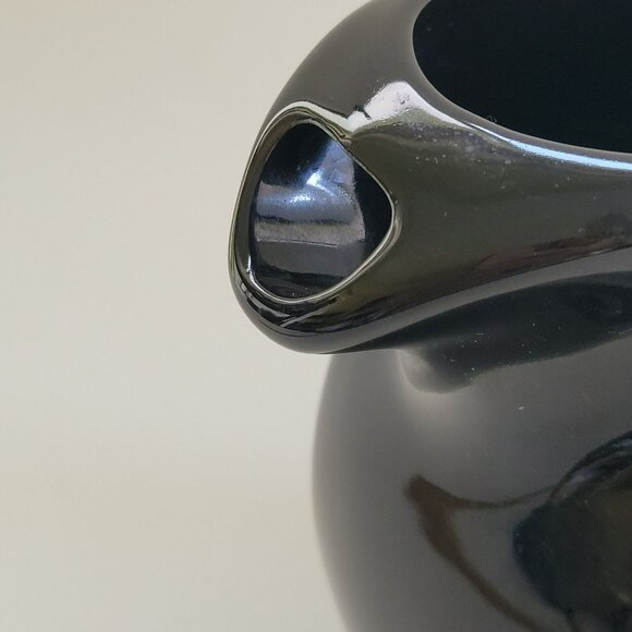 Vintage Black Art Deco Ceramic Water Pitcher, Embossed Circle Design, Retro MCM - Picture 4 of 10